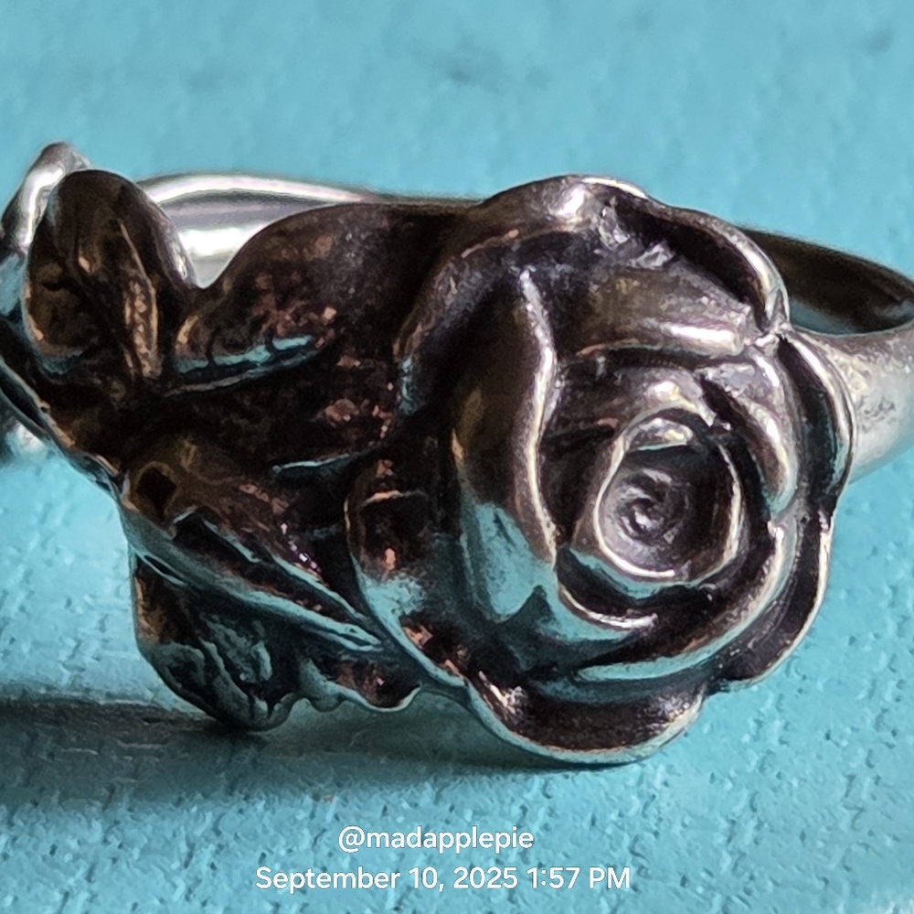 Rose Spoon Ring Sterling Silver Vintage Hand Crafted Flower #118